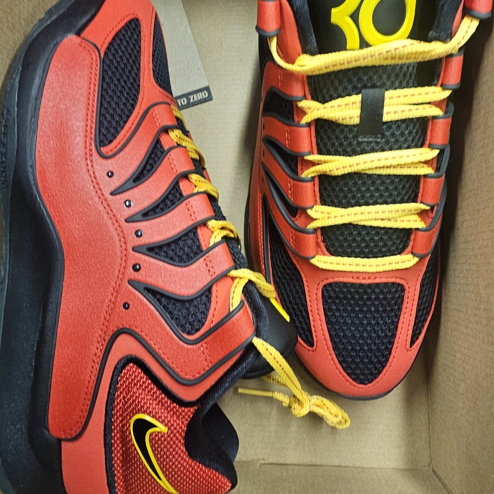 Nike Red and Black Men's Shoes with Yellow Accents